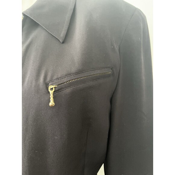 80s Allison Taylor Black Career Jacket Size M Business Casual Full Zip Fitted - Picture 4 of 5